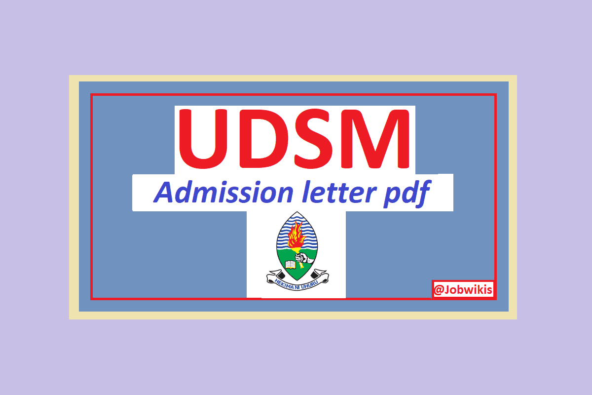 Udsm Admission Letter